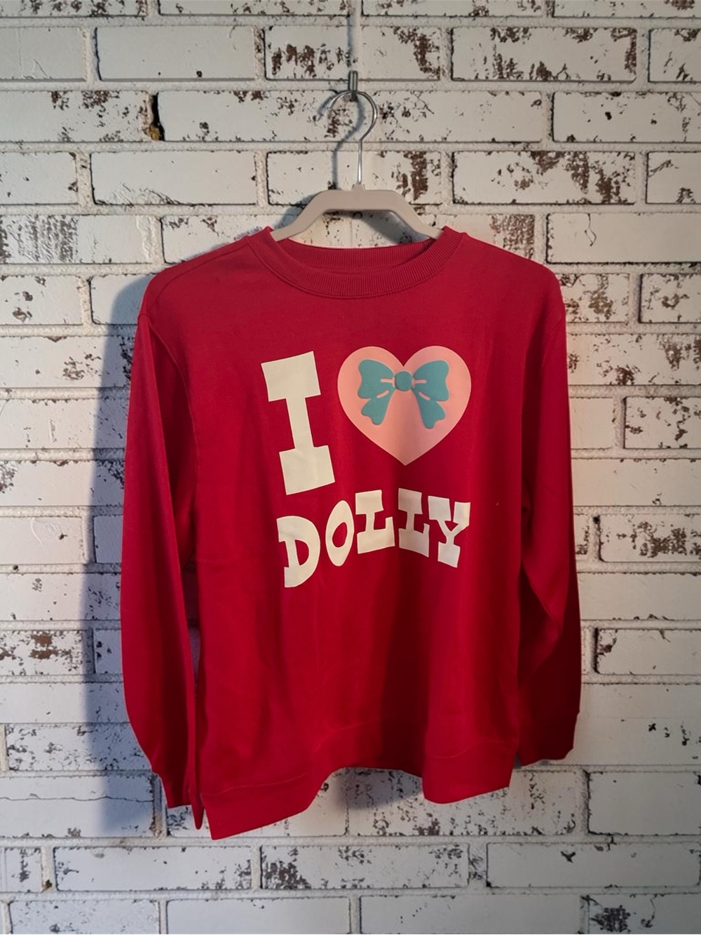 Dolly Parton I Love Dolly Graphic Sweatshirt Women's Medium Pink Pullover